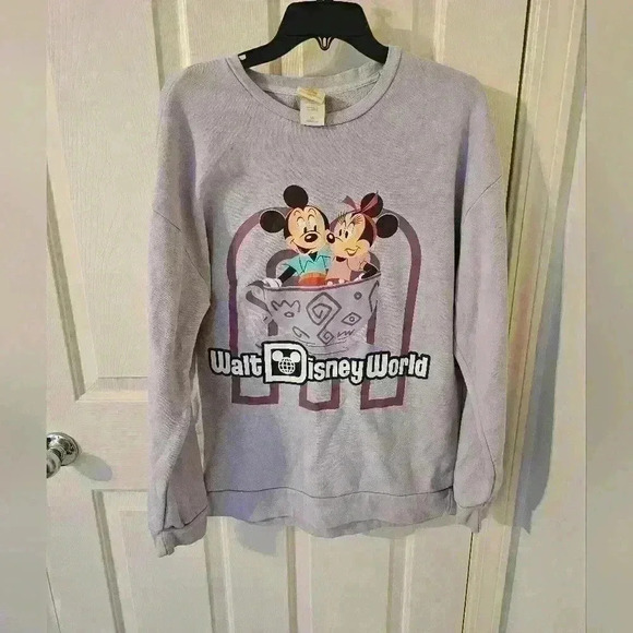 Walt Disney World 50th Anniversary Mickey Minnie Mouse Mad Tea Party Crewneck L - Picture 1 of 4